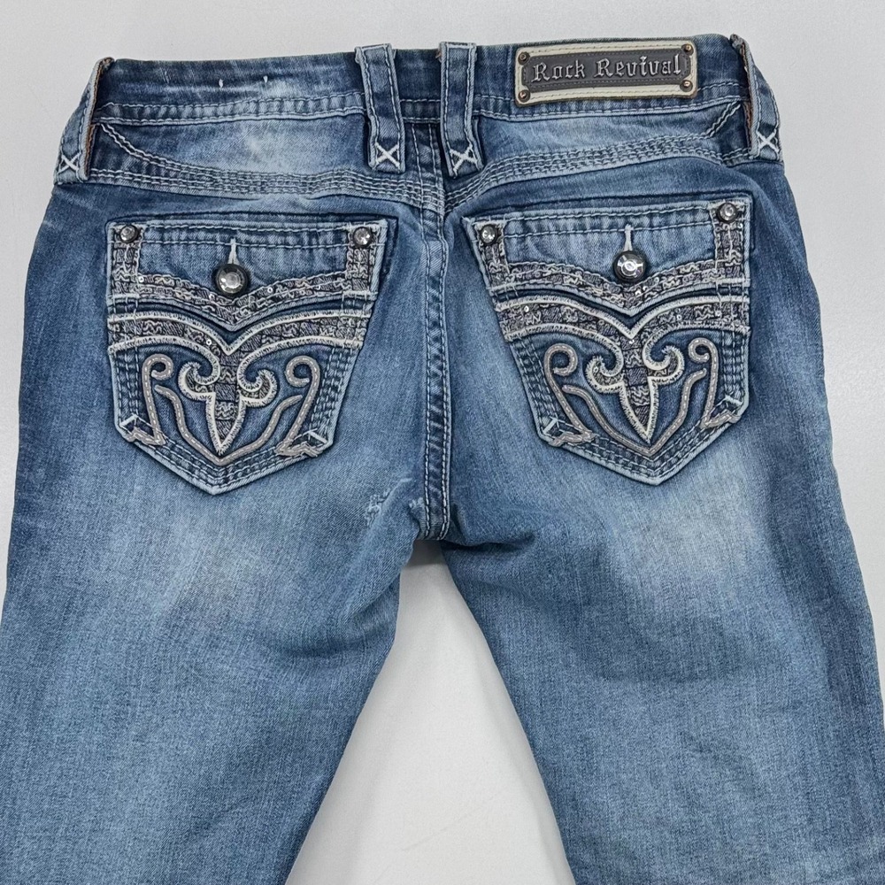 Rock Revival Tali Skinny Jeans WOMENS Blue Embellished Denim SIZE 27 x 29 - Picture 7 of 13